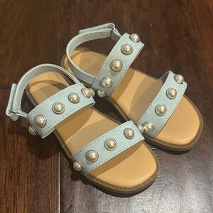 Cat & Jack Light Blue Sandals with Pearl Details
